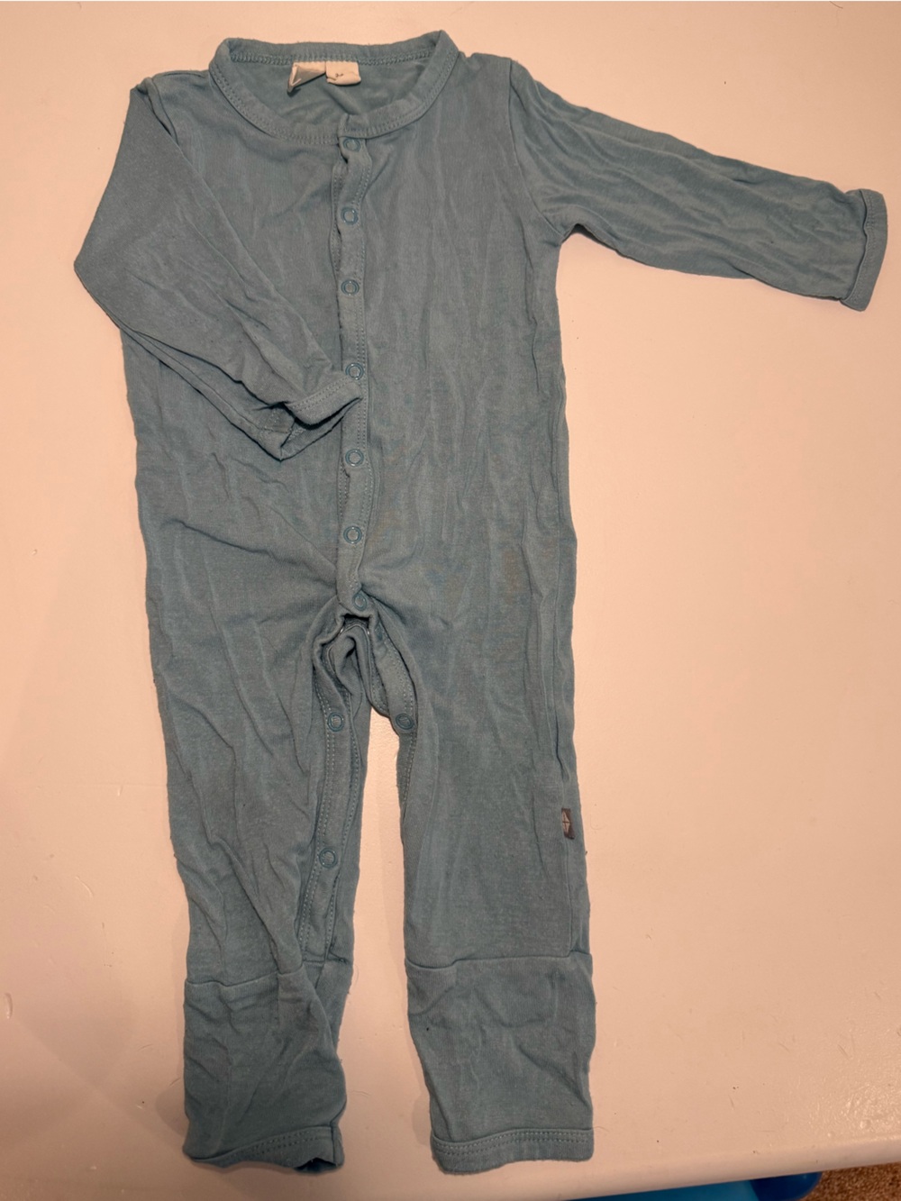 Kyte Baby Blue Romper 3-6M Snap Button Vintage Style